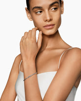 Buckle Classic Cable Bracelet in Sterling Silver with Diamonds, 3mm